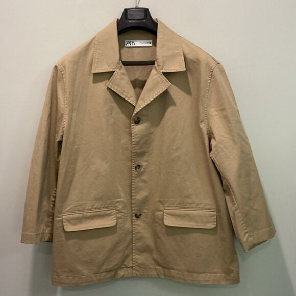 Zara Tan Trench Jacket Size Xlarge - Picture 5 of 16